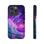 Neon Dolphin Ocean Vaporwave Art Tough Phone Case