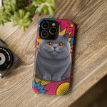 British Shorthair Round Pop Art Tough Phone Case
