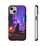 Lo-Fi Cat Neon Rain Window Vaporwave Art Tough Phone Case