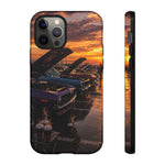 Muscle Car Meet Phone Case, Golden Hour Cars Coffee Tough Cover