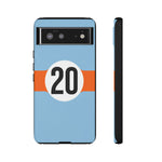 Copy of Blue Orange Number 20 Retro Racing Stripe Tough Phone Case Cover