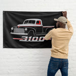 1947-1953 3100 Pickup Wall Flag Banner 34x56 Silver Black Hot Rod Truck