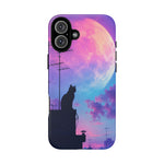 Silhouette Cat Moon Phone Case | Purple Pink Sky Vaporwave Cover