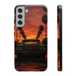 Black Impala Lowrider Sunset Tough Phone Case - Palm Silhouette