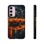 Orange Daytona Phone Case, Rainy City Night Muscle Car Tough Cover