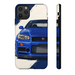 R34 Skyline GT-R Bayside Blue Tough Phone Case for 90s JDM Fans
