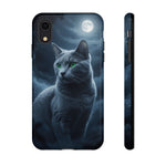 Russian Blue Cat Silver Moonlight Art Tough Phone Case