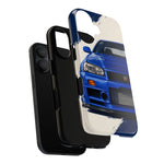 R34 Skyline GT-R Bayside Blue Tough Phone Case for 90s JDM Fans