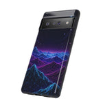 Retro Neon Mountains Phone Case | Vaporwave Galaxy Landscape
