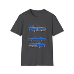 Blue 1966 GTO Muscle Car Trio Illustration T-Shirt | Classic Auto Shirt