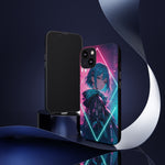 Anime Girl Phone Case Teal, Neon Kanji Calm Gradient Tough Cover