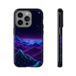 Retro Neon Mountains Phone Case | Vaporwave Galaxy Landscape