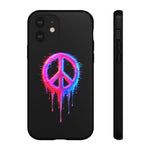 Glitch Peace Sign Phone Case, RGB Melt Digital Art Tough Cover, Gift