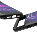 Neon Dolphin Retro Wave Tough Case | Vaporwave Japanese Text, 80s Synth Sunset