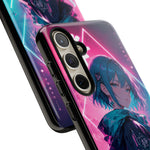 Anime Girl Phone Case Teal, Neon Kanji Calm Gradient Tough Cover