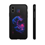 Cresting Wave Glitch Art Tough Phone Case - Blue Magenta