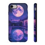 Neon Moonlit Pool Tough Case | Moon Reflection Phone Case, Vaporwave Night Sky