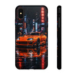 Orange Supra Phone Case, Neon City Night JDM Sports Car Tough Cover