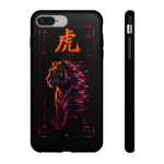 Glitch Tiger Silhouette Art Tough Phone Case - Orange Magenta