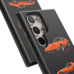C3 Corvette Art Phone Case Orange, Three-View Vector Cover, Gift