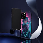 Anime Girl Phone Case Teal, Neon Kanji Calm Gradient Tough Cover