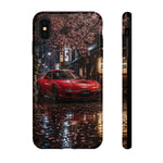 Red FD RX-7 Blossom Alley Tough Phone Case - Rain-Slicked Night