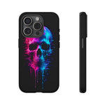 Neon Glitch Skull Phone Case, Dripping Paint Scanline Cover