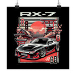 RX-7 FD Poster JDM Black Rotary Engine Car Tokyo Temple Cherry Blossom Art