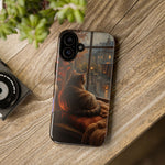 Rainy Window Cat Phone Case, Cozy Painterly Art Cover, Gift