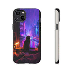 Lo-Fi Cat Neon Rain Window Vaporwave Art Tough Phone Case