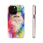Persian Cat Watercolor Portrait Tough Phone Case - Rainbow