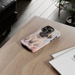 Pug Puppy Phone Case, Pastel Watercolor Heart Collar Cover