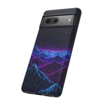 Retro Neon Mountains Phone Case | Vaporwave Galaxy Landscape