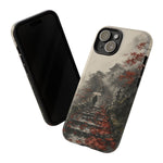 Autumn Temple Steps phone case | Japanese watercolor landscape cover