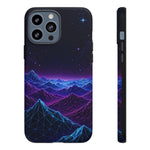 Retro Neon Mountains Phone Case | Vaporwave Galaxy Landscape