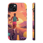 Retro Runner Sunset phone case | 80s Vaporwave jogging design