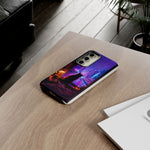 Lo-Fi Cat Neon Rain Window Vaporwave Art Tough Phone Case