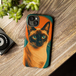 Siamese Cat Retro Halftone Portrait Case - Orange Teal Print