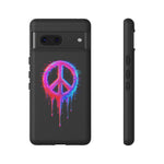 Glitch Peace Sign Phone Case, RGB Melt Digital Art Tough Cover, Gift