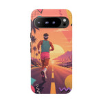 Retro Runner Sunset phone case | 80s Vaporwave jogging design