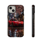 Red FD RX-7 Blossom Alley Tough Phone Case - Rain-Slicked Night