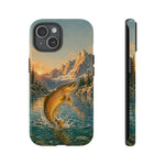 Leaping Golden Trout Lake Scene phone case | Tough Cover