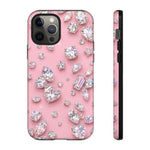 Pink Rhinestone Diamond Pattern Phone Case | Sparkle Gem Print
