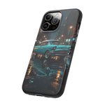 Vintage Teal 1957 Bel Air Classic Car Tough Case | Retro Rainy City Phone Cover