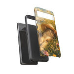 Summer Sunhat Cat Phone Case, Painterly Grass Art Cover