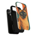 Siamese Cat Retro Halftone Portrait Case - Orange Teal Print