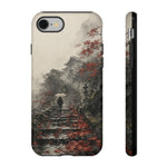 Autumn Temple Steps phone case | Japanese watercolor landscape cover