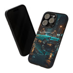 Vintage Teal 1957 Bel Air Classic Car Tough Case | Retro Rainy City Phone Cover