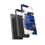 R34 Skyline GT-R Bayside Blue Tough Phone Case for 90s JDM Fans