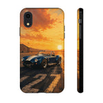 Vintage Cobra 427 Roadster phone case | Sunset racecar beach scene